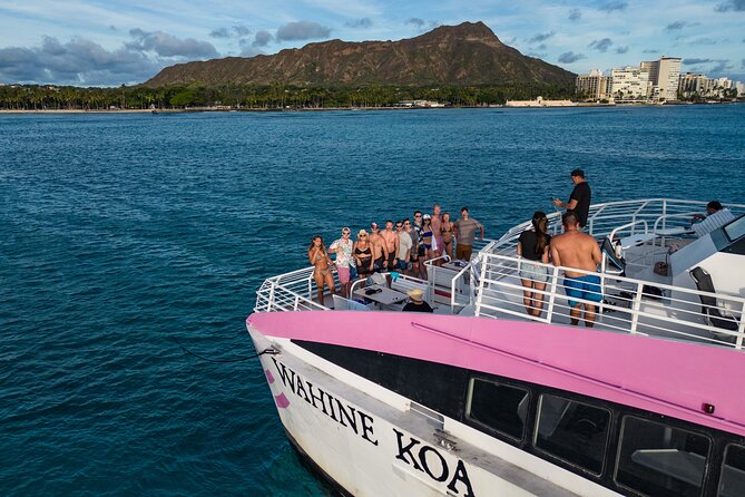 Waikiki: Friday Night Fireworks Catamaran Cruise - Diamond Head from the water